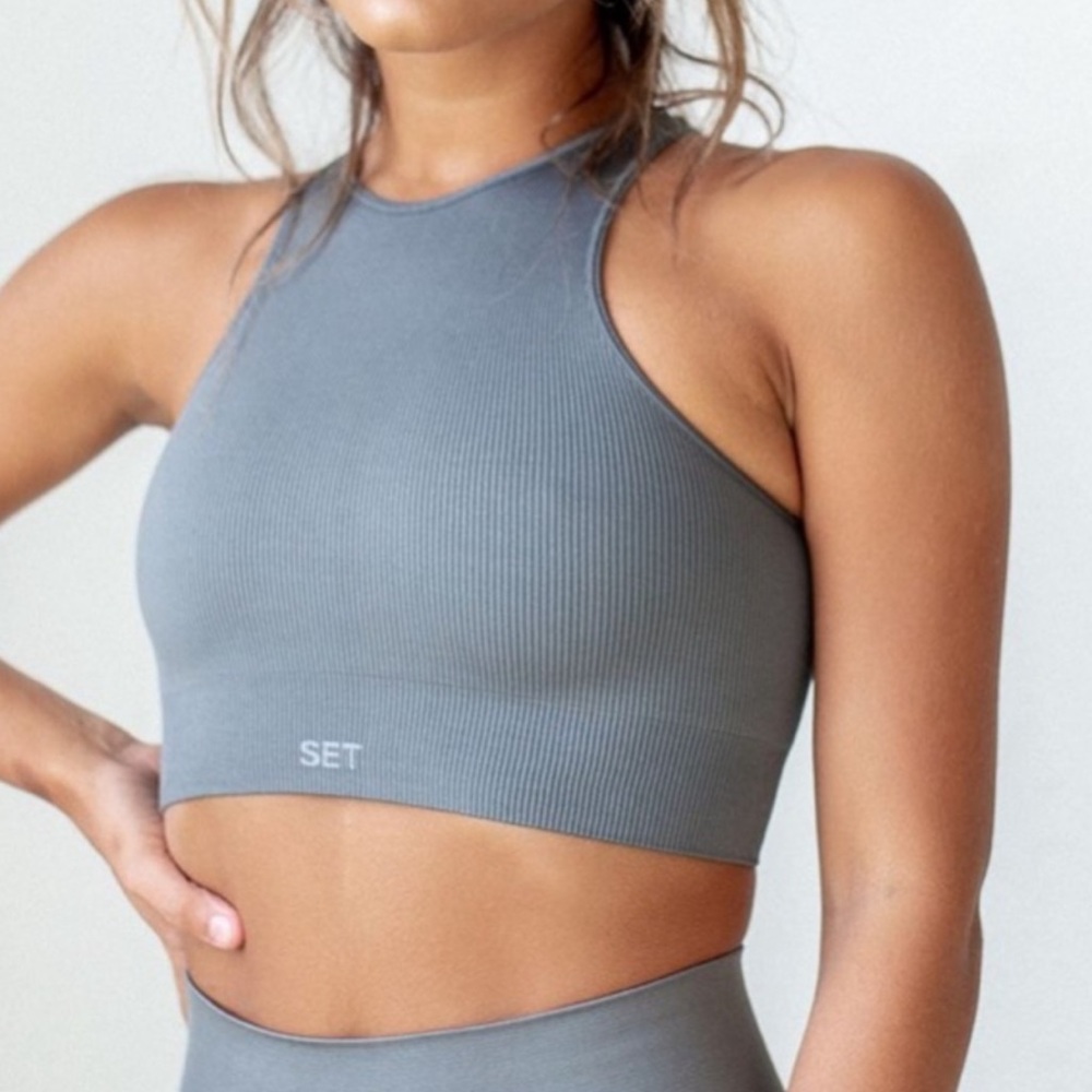 Set Active High Neck Seamless  Sports Bra
